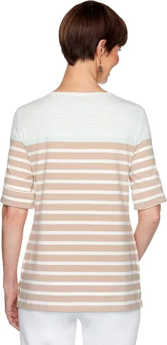 Vista 2 de Ruby Rd. Top de rayas con bloqueo de color para mujer