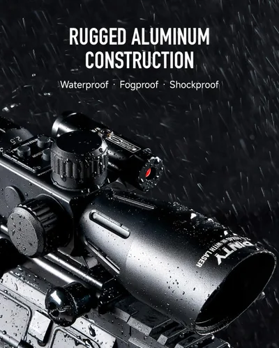 Vista 6 de PINTY Tactical Rifle Scope Combo: Illuminated Optics, Red Dot Sight, Laser, RGB Rangefinder Riflescope for 20mm Picatinny Rail