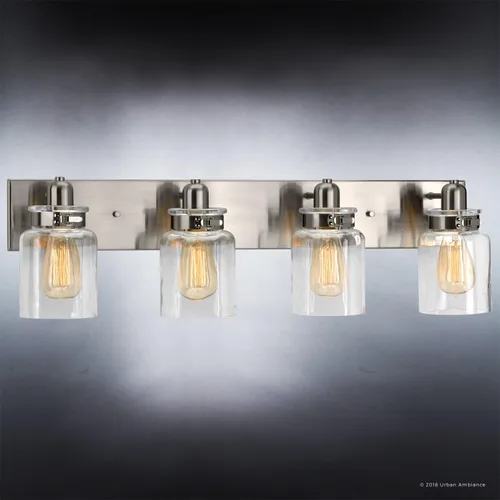Vista 3 de Urban Ambiance Lámpara de tocador de baño moderna de lujo, tamaño grande: 8.625 pulgadas de alto x 30.25 pulgadas de ancho, con elementos