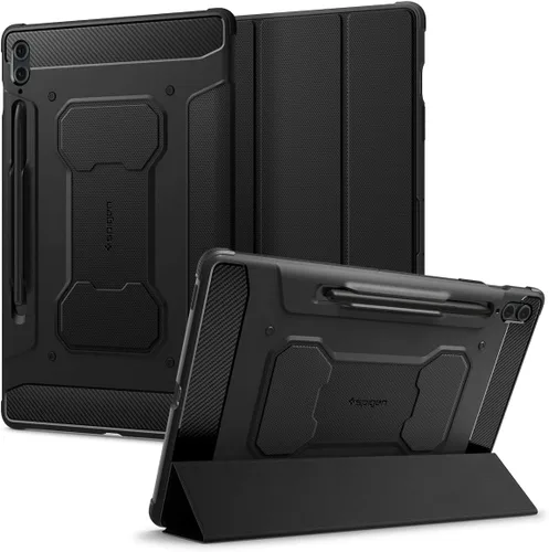 Vista 9 de Spigen Funda Rugged Armor para Galaxy Tab S8 (2022) / Tab S7 (2020) con soporte para bolígrafo S integrado, color negro
