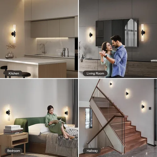 Vista 2 de Lámpara de Tocador de 2 Luces Espejo Lateral Accesorios de Baño Estilo Granja Negro, E26 Lámparas de Pared para Dormitorio, Iluminación Industrial