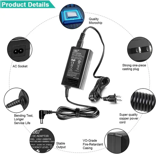 Vista 4 de HKY Cargador de CA de 24V para Samsung HW-J355 HW-J370 HW-J450 HW-J550 HW-J551 HW-JM37 HW-JM47 HW-J8500 Barra de sonido HW-K551 HW-K550 HW-K450