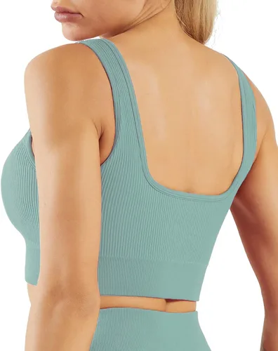 Vista 3 de Conjunto de entrenamiento acanalado sin costuras para mujer
