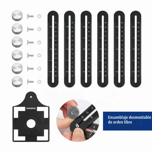 Vista 5 de WORKPRO Kit combinado de herramientas de medición de ángulo de 10 "y 6 lados, duplicador de medidor de contorno de forma plástica, regla de medición