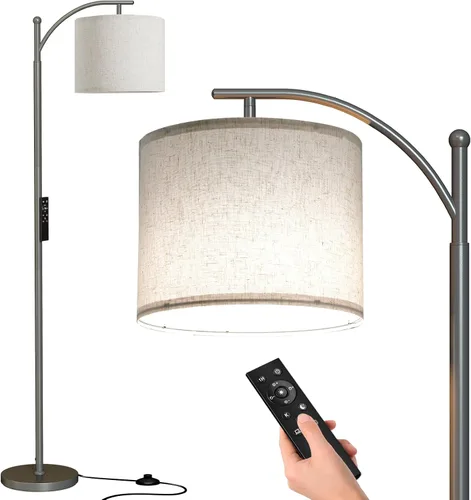 Vista 9 de SUNMORY Lámpara de pie de arco, lámpara de pie moderna con bombilla de 9W y 3 temperaturas de color, lámparas de pie de metal con pantalla colgante