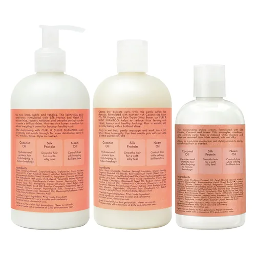 Vista 2 de SheaMoisture Hidratar y definir champú, acondicionador y leche de peinado para el cuidado del cabello rizado coco e hibisco con manteca de karité