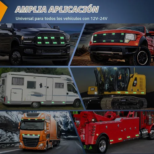 Vista 7 de Nilight 8 luces estroboscópicas LED con controlador 12 V 24 V función de sincronización verde luz de advertencia de peligro de emergencia 12 24 LED
