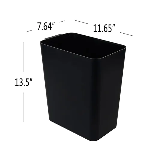 Vista 2 de Paquete de 3 cubos de basura negros de 4.5 galones, contenedor de basura Construcción de plástico resistente, forma rectangular que ahorra