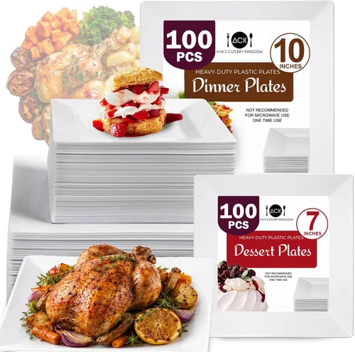 Vista 11 de Aya’s 60 Pack de Platos de Plástico para Fiesta - Juego de Platos Desechables Resistente con 30 Platos de Cena y 30 Platos de Ensalada - Platos