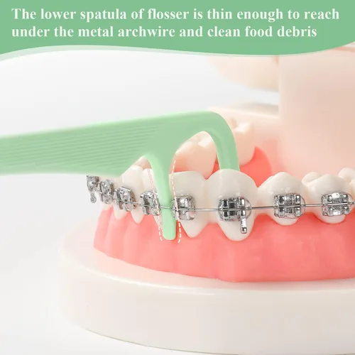 Vista 7 de 500 hilos dentales de ortodoncia para aparatos ortopédicos con dispensador de hilo dental, irrigadores dentales para adultos y niños, púas de hilo