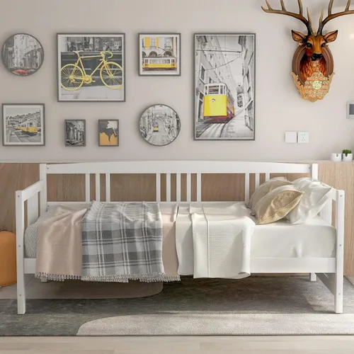 Vista 21 de Merax Sofá Cama Individual con Listones de Madera Soporte Sofá Cama Moderno para Sala de Estar con Rieles, Tamaño Individual, Espresso Oscuro