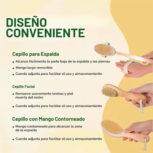 Vista 5 de Asani Juego de cepillos corporales de cepillado en seco de 3 piezas