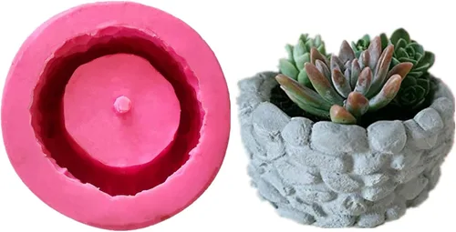 Vista 7 de Molde hexagonal de silicona para macetas de hormigón a rayas para suculentas, jarrón de cemento, arcilla, yeso, resina epoxi, caja de almacenamiento