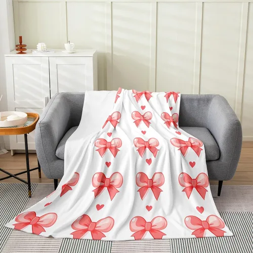 Vista 33 de Erosebridal Manta de franela con nudo de lazo para niñas, 40 x 50 pulgadas, diseño de rayas de diamante, para sofá cama y cama de vellón para niños
