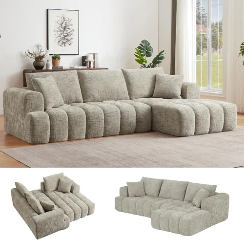 Vista 12 de Camillas deshuesadas de 108.3 pulgadas para sala de estar, sofá modular de nube con diván de gran tamaño, sofá deshuesado en forma de L con asiento