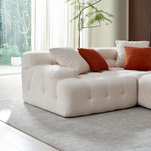 Vista 6 de Sofá modular en forma de L con diván, moderno sofá modular con asiento profundo, sofás tapizados para sala de estar y dormitorio, no requiere montaje