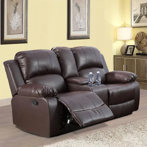 Vista 11 de Juego de sala de Estar reclinable de 3 piezas, juego de sofá reclinable Manual para conjunto de muebles de sala de Estar, con consola de Rojo