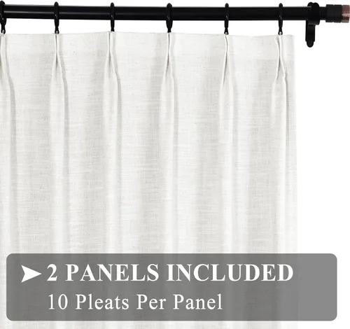 Vista 2 de Fcosie Cortinas de lino texturizadas, cortinas plisadas para oscurecer con forro opaco, paneles de mezcla de lino, cortinas de tratamiento de Beige