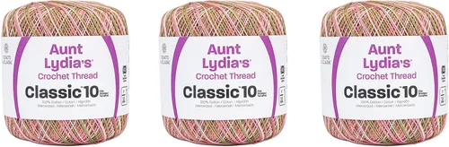 Vista 36 de Aunt Lydia Classic Crochet - 3 unidades de 350y/1,049.9 ft - Natural Tamaño 10 3 capas 100% algodón mercerizado hilo de ganchillo para tapetes