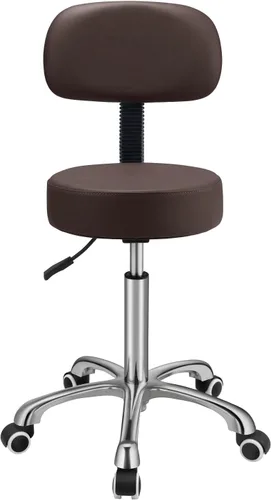 Vista 9 de Kaleurrier Taburetes rodantes con respaldo, silla giratoria ajustable resistente para peluquería, salón de belleza, cocina, bar, mostrador médico