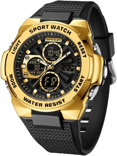 Vista 9 de FANMIS Reloj deportivo de cuarzo digital multifunción militar para hombre, impermeable, con alarma, LED, azul