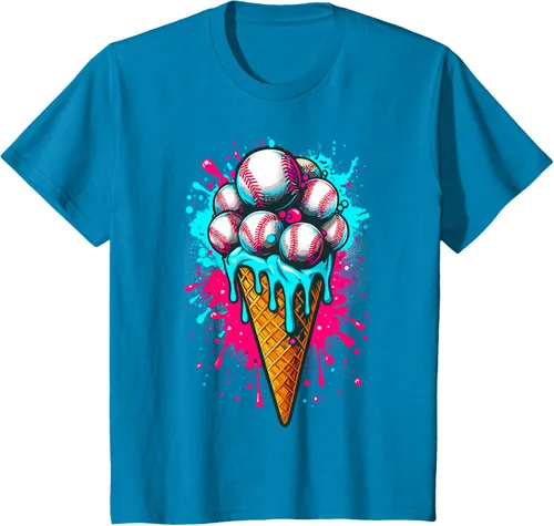 Vista 37 de Camiseta de béisbol de acuarela de helado de béisbol