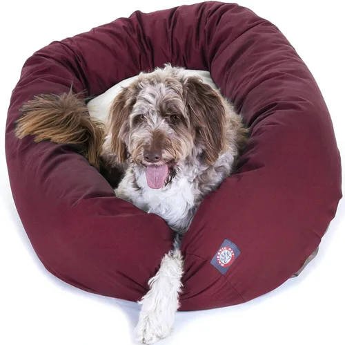 Vista 21 de Cama para perros Bagel de 40 pulgadas negra y Sherpa de Majestic Pet Products Negro