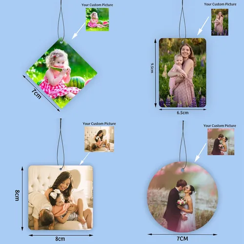 Vista 2 de Ambientador personalizado para coche Ambientadores personalizados para coche con imágenes, accesorios para coche para hombres, novios, familia