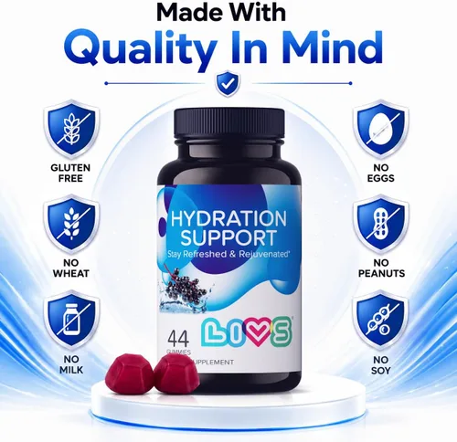 Vista 8 de LIVS Gomitas de electrolitos para apoyo de hidratación y recuperación después del entrenamiento, suplemento mineral con calcio, sodio, potasio