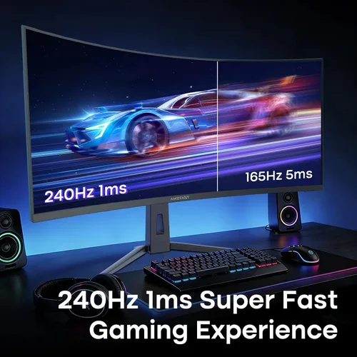 Vista 29 de Amzfast - Monitor de juegos de 24 pulgadas 180Hz 200Hz FHD 1080p, monitor de computadora, sincronización adaptativa de 1 ms, 3000:1, pantalla HDR