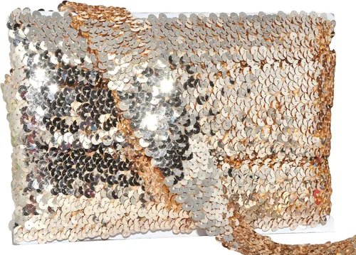 Vista 19 de Mandala Crafts - Cinta de lentejuelas elásticas iridiscentes AB de 1 pulgada para coser 10 Yards, Metallic Color, Washable, Stretchy Band, for