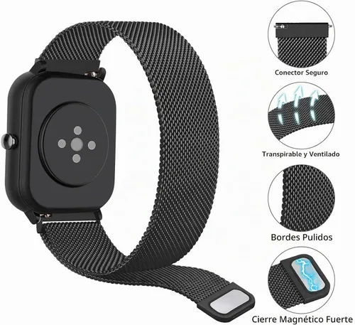 Vista 2 de Wanme Bandas de metal para Amazfit GTS 4 / GTS 4 Mini / GTS 3 / GTS 2 / GTS 2e / GTS 2 mini, correa de repuesto de acero inoxidable de liberación