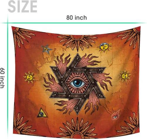 Vista 4 de VENTIMI Tapiz de sol para colgar en la pared, mantel con ojos espaciales, decoración de pared para dormitorio, sala de estar, exterior e