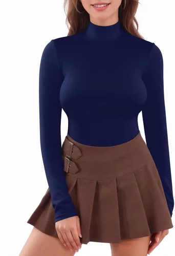 Vista 2 de MANGOPOP - Enterizo de mangas largas y cuello alto falso para mujer