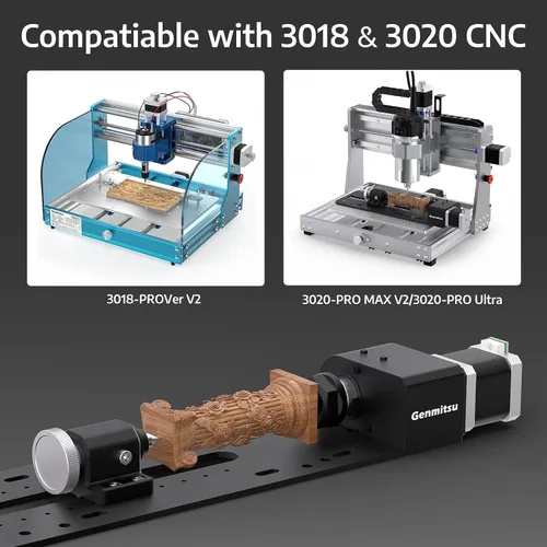 Vista 5 de Genmitsu Módulo giratorio para máquina enrutadora CNC, rango de abrazadera de 7.244 in, compatible con 3018-PROVer V2, 3020-PRO Ultra, 3020-PRO MAX