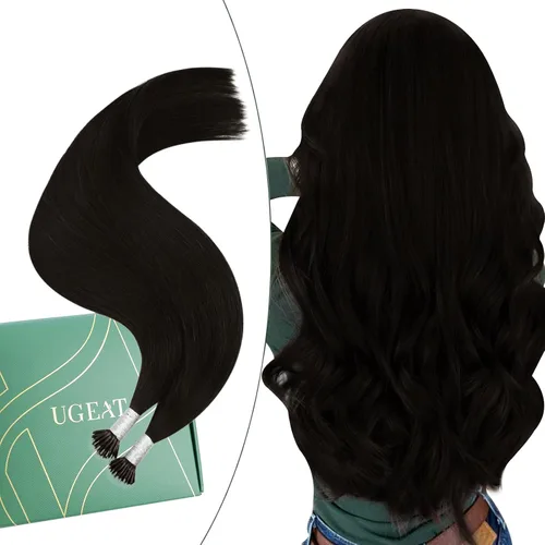 Vista 47 de Ugeat - Extensiones de cabello humano con microanillo, 14 pulgadas, extensiones de cabello Remy con microcuentas de 1 gm/hebra, 50 gms, extensiones
