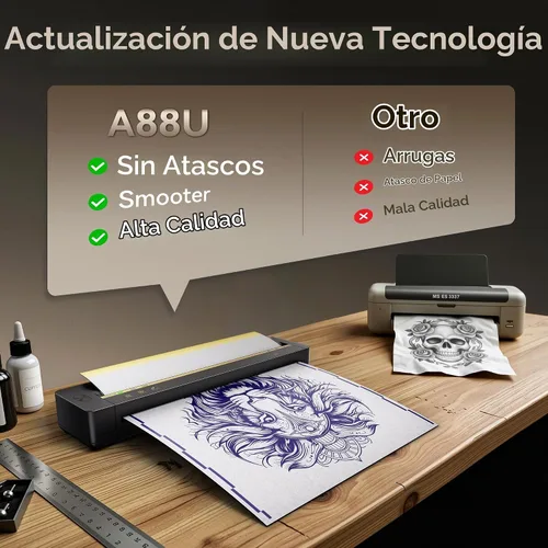Vista 5 de TATTMUSE Impresora de plantillas de tatuajes para principiantes, varios
