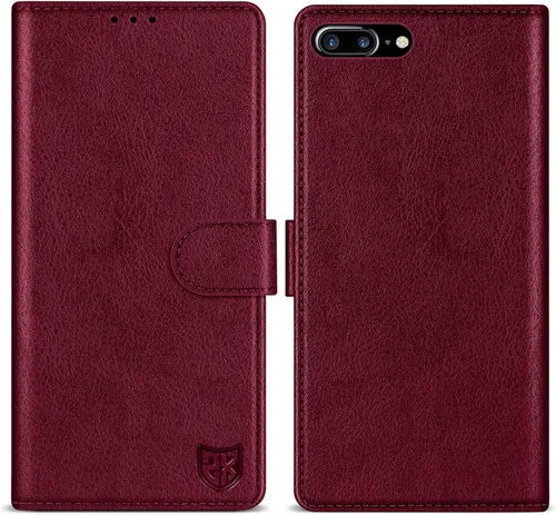 Vista 19 de ZZXX Funda tipo cartera para iPhone 7 Plus/iPhone 8 Plus con bloqueo RFID, ranura para tarjetas, función atril, cierre magnético, funda protectora