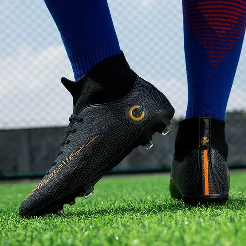 Vista 3 de Zapatos de fútbol para hombre y mujer, tacos de fútbol de caña alta, unisex, tenis de fútbol para entrenamiento al aire libre, tacos de césped