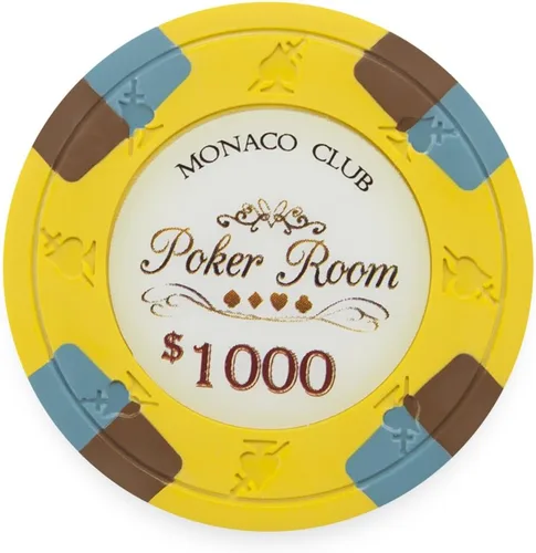 Vista 9 de Claysmith Gaming Paquete de 50 fichas de póquer Monaco Club, compuesto de arcilla pesada de 0.48 oz