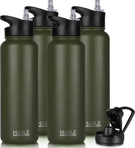 Vista 42 de HASLE OUTFITTERS Botella de agua aislada de 22 onzas, botella de agua de acero inoxidable de doble pared de boca ancha con tapa de popote y tapa