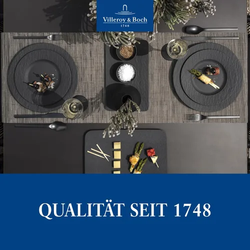 Vista 6 de Villeroy & Boch Manufacture Rock Starter - Juego de vajilla de porcelana de alta calidad, platos llanos para pasta, 2 platos, negro/gris