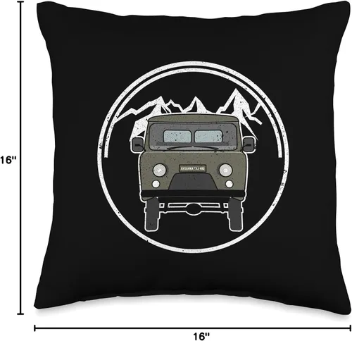 Vista 4 de UAZ Buchanka 452 Offroad Minivan Geländewagen Buchanka UAZ 452 Off-Road 4x4 Minivan - Almohada de campamento, 16 x 16 pulgadas, multicolor
