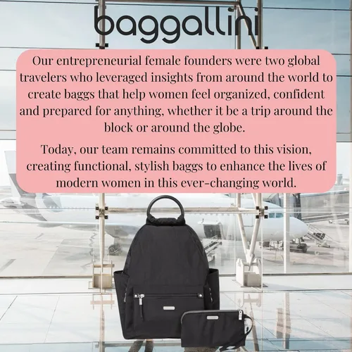 Vista 8 de Baggallini Mochila todo el día para mujer con pulsera de teléfono RFID, Negro, talla única