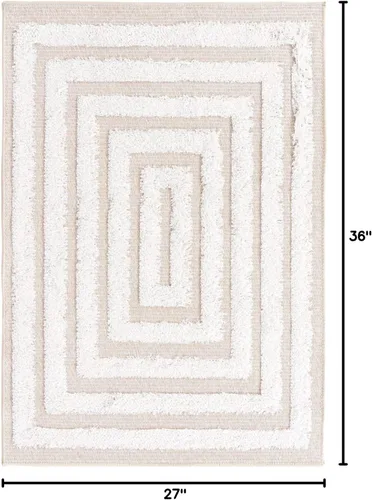 Vista 3 de Unique Loom Casa Collection Toluca - Alfombra rectangular de 2 pies 3 x 3 pies, color beige y marfil