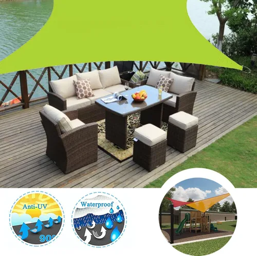 Vista 18 de Toldo tipo vela para exteriores, 6 x 7 pies, vela impermeable con bloqueo UV, tela resistente, protección solar, resistente al viento, grado