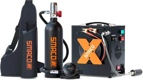 Vista 9 de SMACO Mini tanque de buceo 1L tanque de buceo portátil reutilizable buceo kit de cilindro de oxígeno para snorkel y rescate de emergencia S400