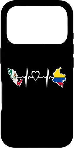 Vista 30 de iPhone 16 Bandera de Colombia Mexicana - Funda de latidos del corazón de Colombia Mexicana