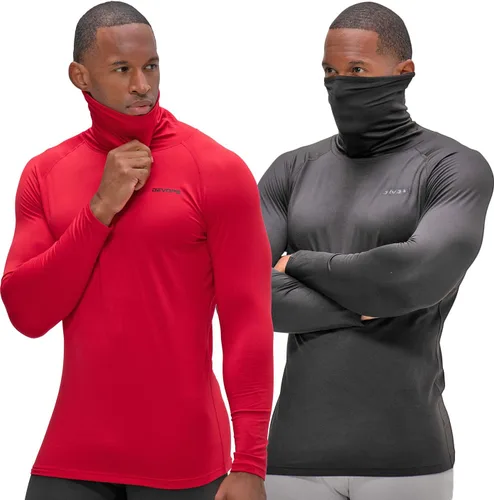Vista 11 de DEVOPS 2 Pack Men's Thermal Turtle Neck Compression Shirts Long Sleeve negro / negro