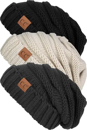 Vista 96 de Funky Junque Gorro de moda de punto trenzado de talla extragrande, grueso, abrigado, suave y holgado